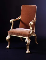 Sillón dorado con tapicería de terciopelo, c.1710